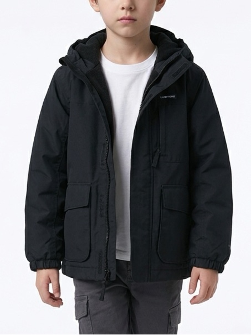 Lands' End Kids Black Hooded Puffer Jacket